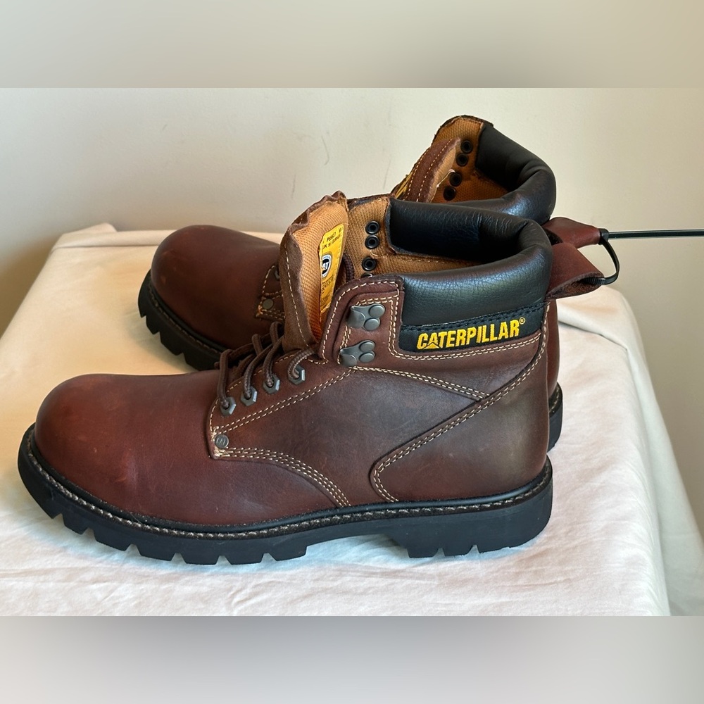 Men's Caterpillar Cat Footwear Steel Toe Construction Boot Sz 10.5 Brown